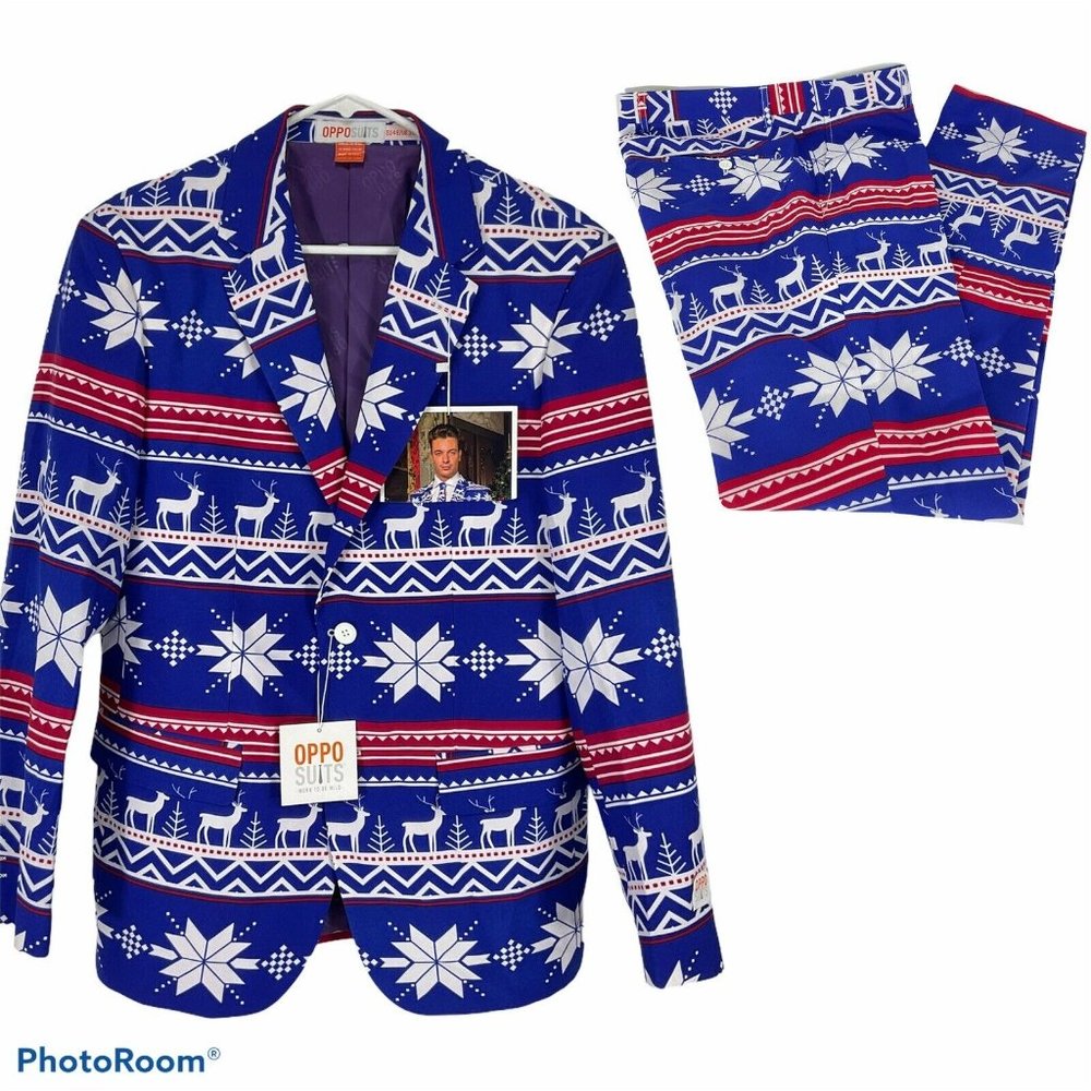 OppoSuits Suit Men’s Sz 38 US Jacket & Pants The Rudolph Novelty Christmas Party